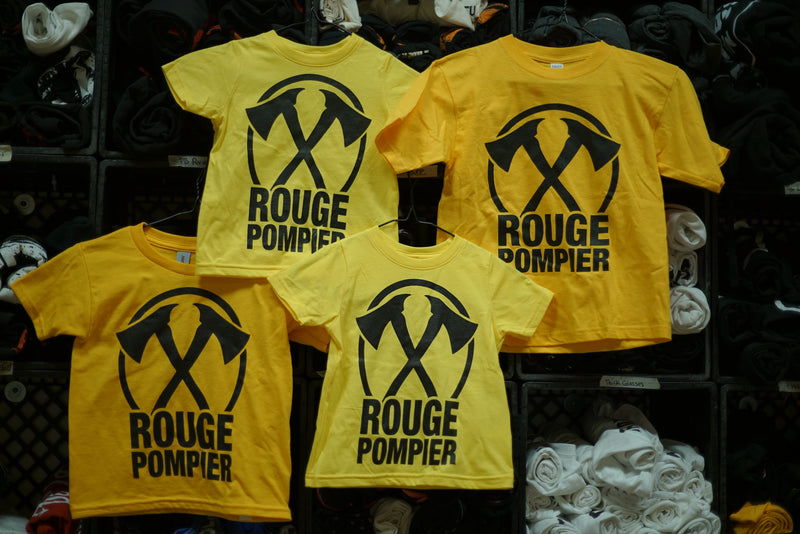 T-shirt pour enfants/ados "Logo haches" jaune - Rouge Pompier