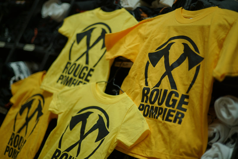 T-shirt pour enfants/ados "Logo haches" jaune - Rouge Pompier