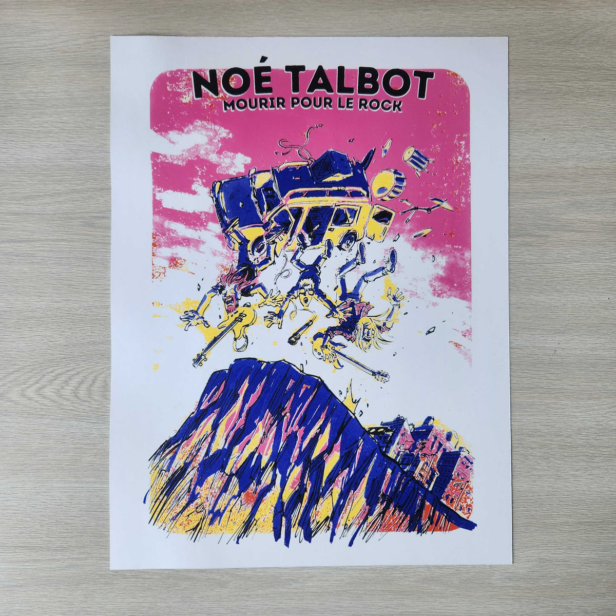 Screen-printed poster "Mourir pour le rock" - Noé Talbot