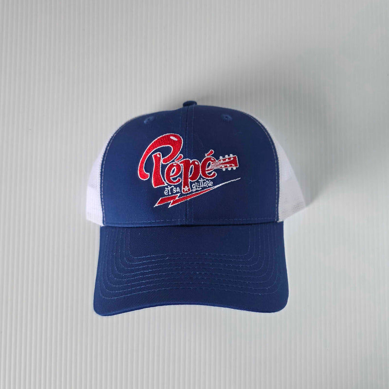 Blue/white hat "Embroidered Logo" - Pépé et sa guitare