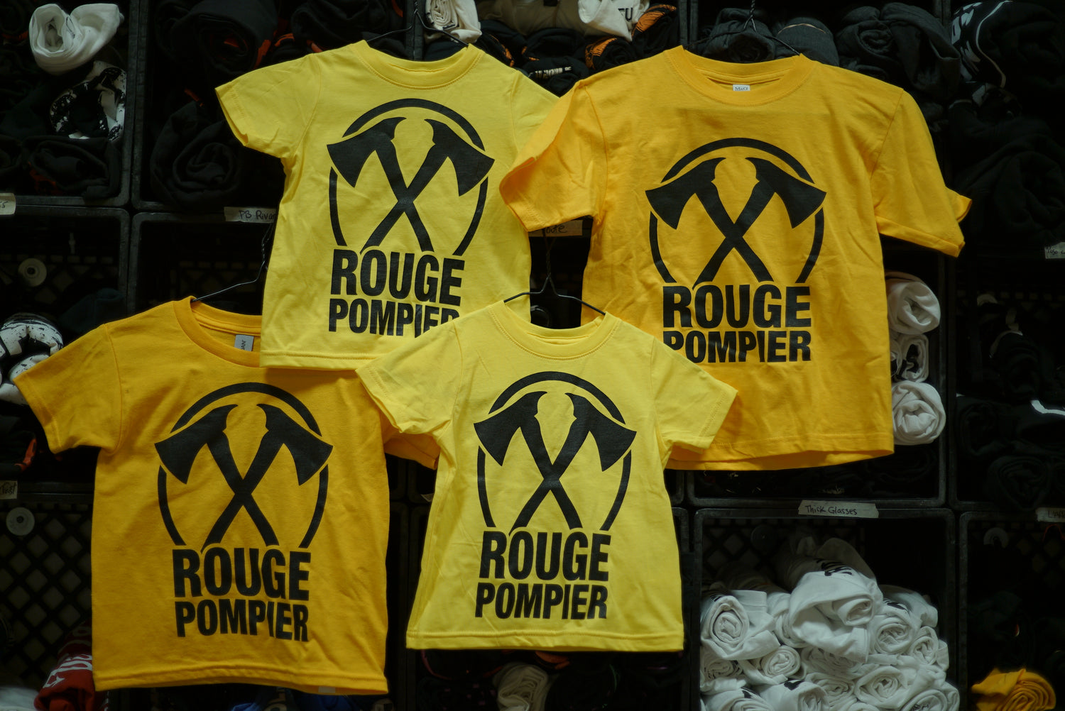 T-shirt pour enfants/ados "Logo haches" jaune - Rouge Pompier