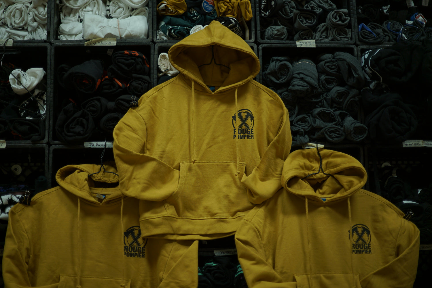 Hoodie croptop "Logo haches" jaune - Rouge Pompier