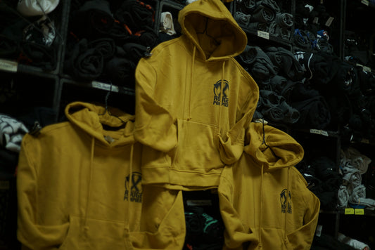 Hoodie croptop "Logo haches" jaune - Rouge Pompier