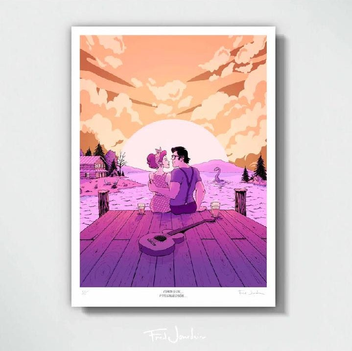 Printed poster "R'garde le lac" - Pépé et sa guitare