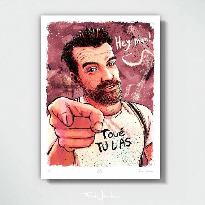 Printed poster "Toué tu l'as" - Pépé et sa guitare