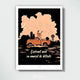 Printed poster "Pépé sur la route" (SEPIA) - Pépé et sa guitare