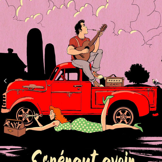 Printed poster "Pépé sur la route" - Pépé et sa guitare