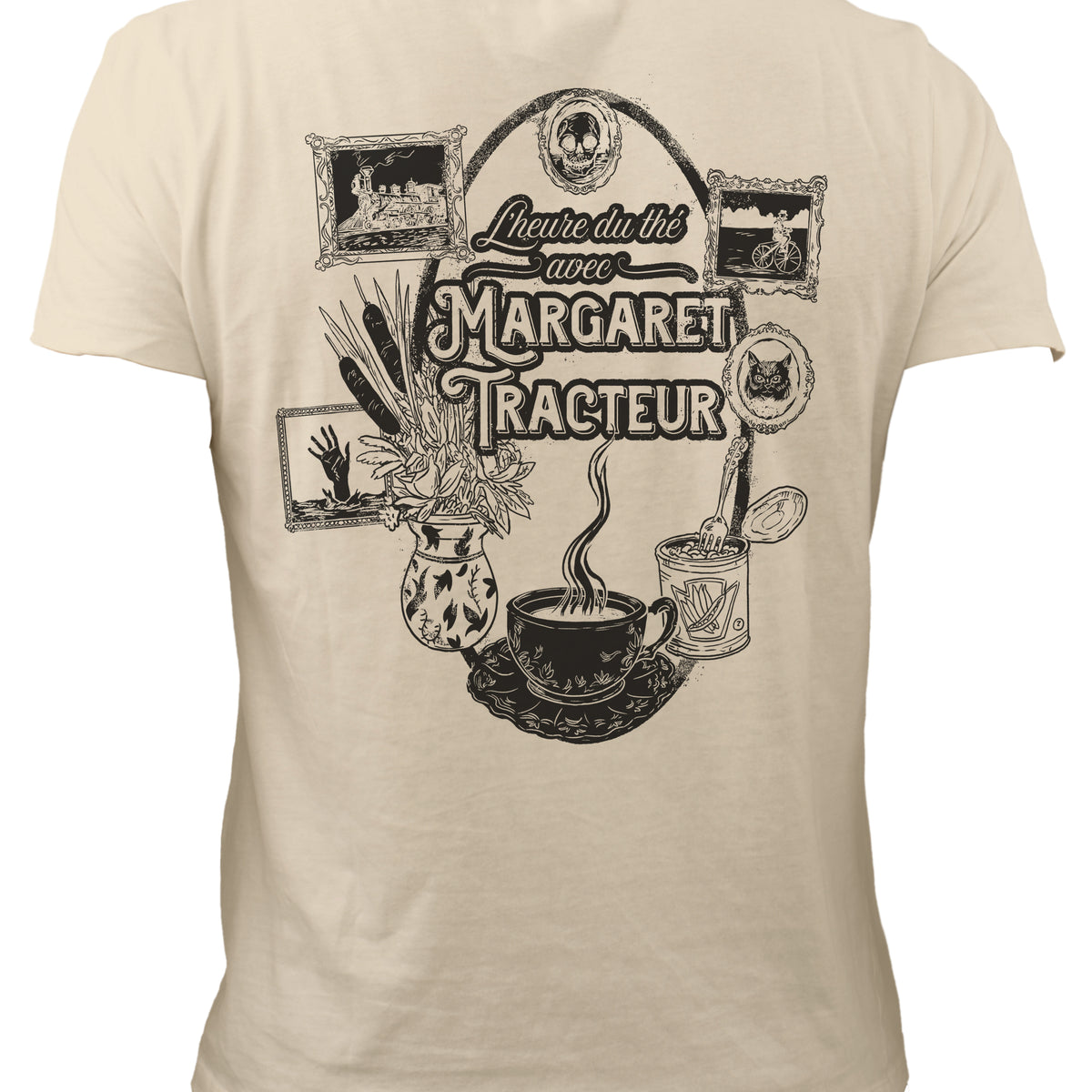 T-shirt beige "L'heure du thé" - Margaret Tracteur